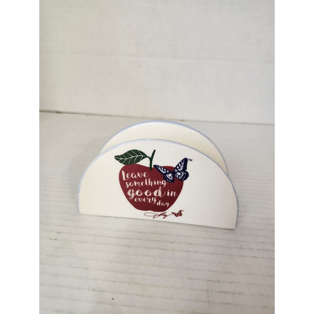DOLLY PARTON Red Apple Butterfly Ceramic Sponge Napkin Holder